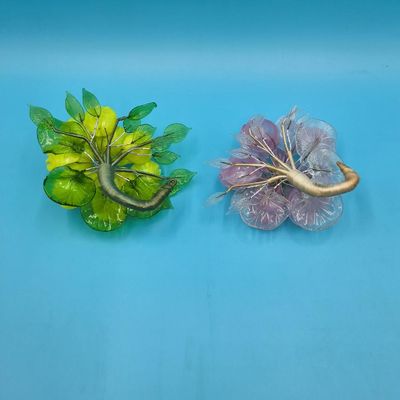 Pair of Translucent Floral Sculptures — Yellow & Pink (2 pieces)