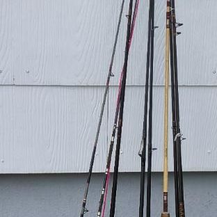 Lot of 8 Used Fishing Rods — cork & foam handles, mixed finishes