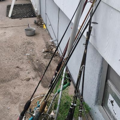 Lot of Fishing Rods, Spinning Reels & Landing Nets — includes Ugly Stik