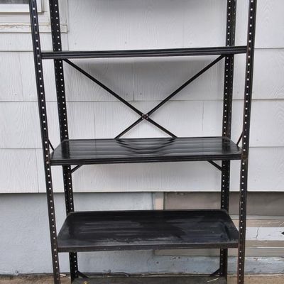 Black Metal 5‑Shelf Freestanding Storage Rack – Steel Frame, Adjustable