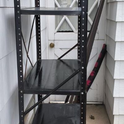 Black Metal 5‑Shelf Freestanding Storage Rack – Steel Frame, Adjustable