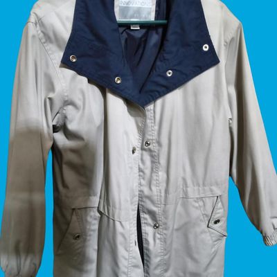 Lot of 2 Women's Jackets — L.L.Bean Red Fleece‑Lined Jacket & Innovations‑Label Beige Snap Coat