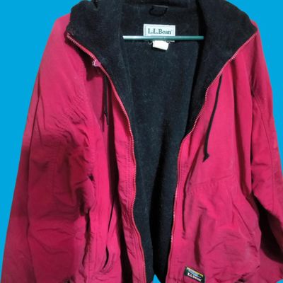 Lot of 2 Women's Jackets — L.L.Bean Red Fleece‑Lined Jacket & Innovations‑Label Beige Snap Coat