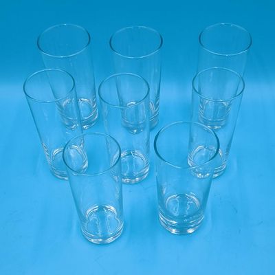 Lot of 8 Clear Glass Tall Drinking Glasses (Highball/Collins Style)