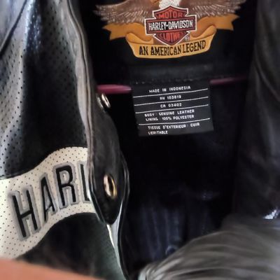 Harley‑Davidson Black & White Perforated Genuine Leather Motorcycle Jacket medium