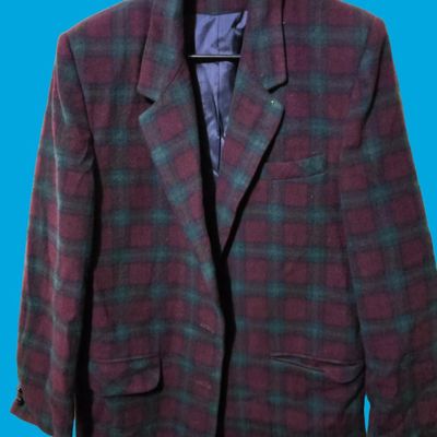 Plaid Wool‑Look Men's Blazer with 'TRIBAL' Patch — Made in Bulgaria (1 pc)large