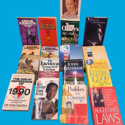 Lot of ~18 Paperback Books — Louis L'Amour, Tom Clancy, John Grisham, David D. Burns, Bill Cosby, etc.