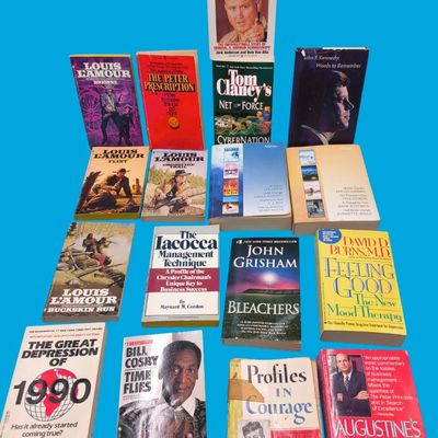 Lot of ~18 Paperback Books — Louis L'Amour, Tom Clancy, John Grisham, David D. Burns, Bill Cosby, etc.