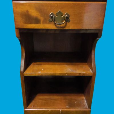Wooden 3-Shelf Stand / Small Bookcase with Single Drawer and Brass Bail Pull night stand