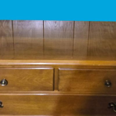 Tall Wooden 7-Drawer Highboy Dresser with Brass-Tone Hardware 34" x 18.5" x 48.5"
