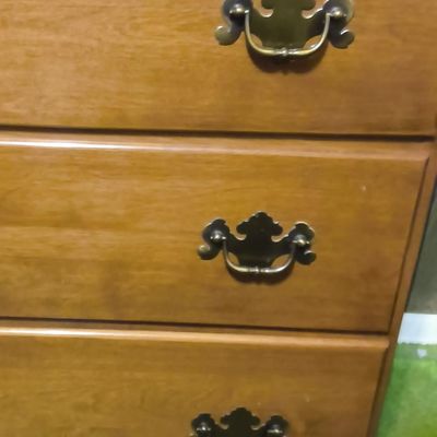 Tall Wooden 7-Drawer Highboy Dresser with Brass-Tone Hardware 34" x 18.5" x 48.5"