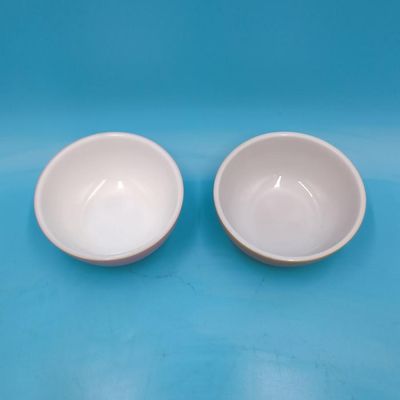 Lot of 2 Small Ceramic Glazed Bowls — White Interior, Pink & Tan Exteriors