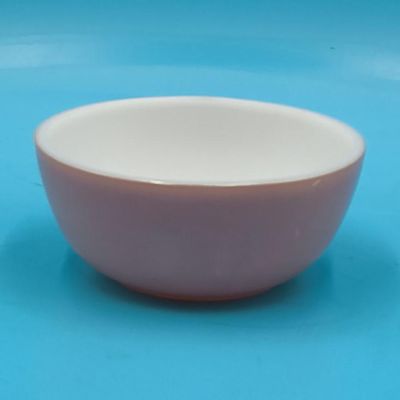 Lot of 2 Small Ceramic Glazed Bowls — White Interior, Pink & Tan Exteriors
