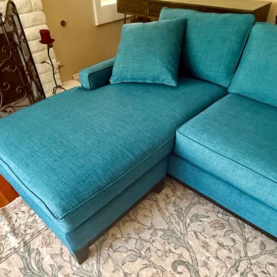 Modern Teal Fabric Sectional Sofa with Left-Facing Chaise