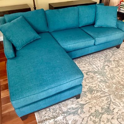Modern Teal Fabric Sectional Sofa with Left-Facing Chaise