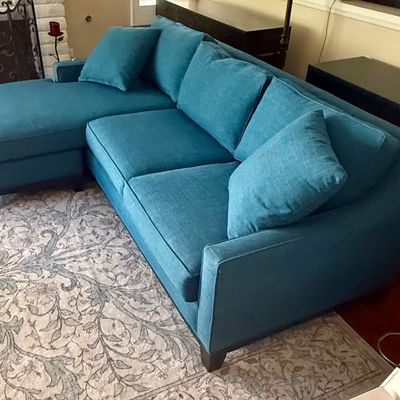 Modern Teal Fabric Sectional Sofa with Left-Facing Chaise