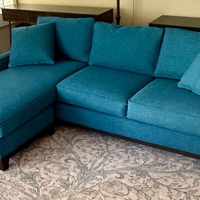 Modern Teal Fabric Sectional Sofa with Left-Facing Chaise