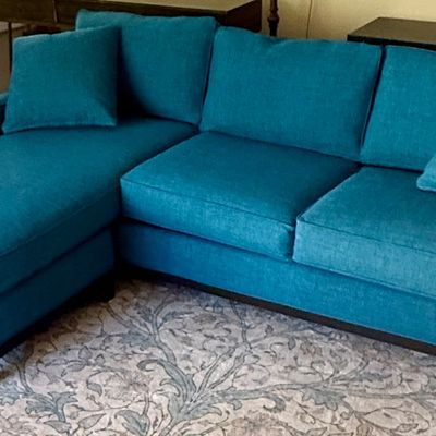 Modern Teal Fabric Sectional Sofa with Left-Facing Chaise