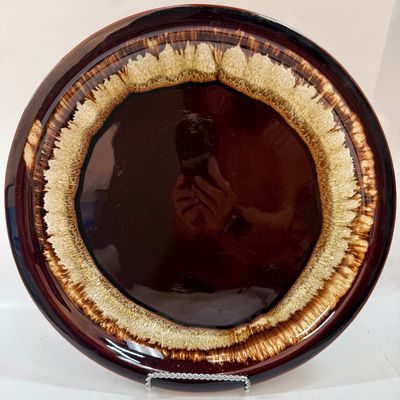 Vintage Hull Pottery Brown Drip Glaze Platter