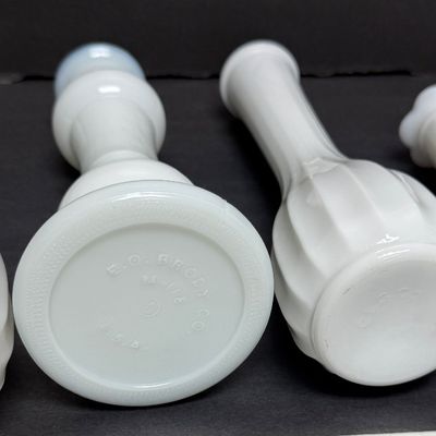 Vintage Milk Glass Bud Vases & Candlestick Holder - Set of 4