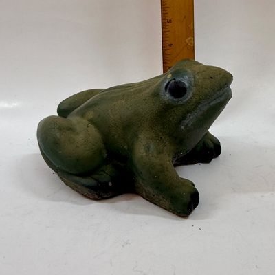 Vintage Cast Stone Frog Garden Statue