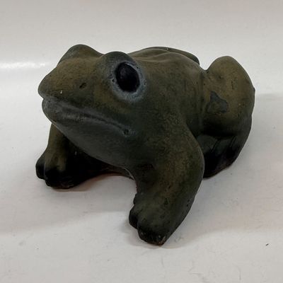 Vintage Cast Stone Frog Garden Statue