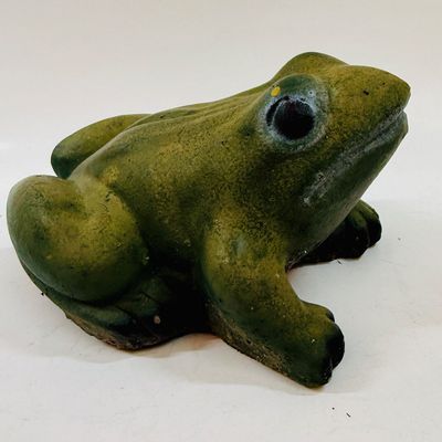 Vintage Cast Stone Frog Garden Statue