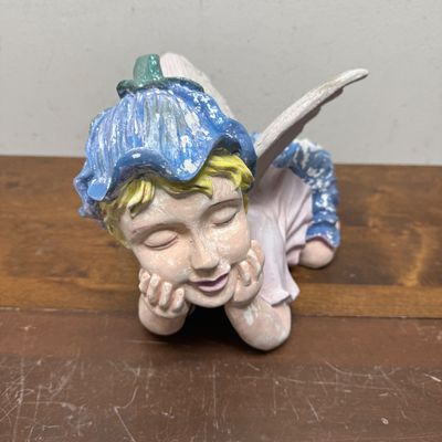 Garden Fairy Figurine with Leaf Stepping Stone
