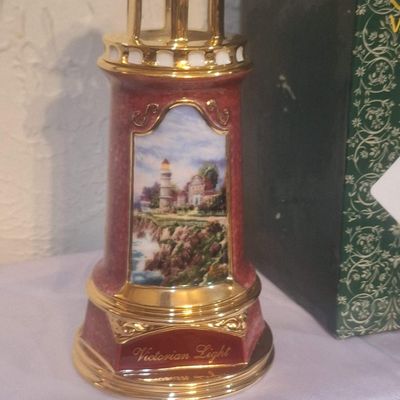 Thomas Kinkade "Victorian Light" Porcelain Lighthouse Figurine with Box