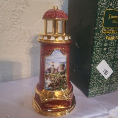 Thomas Kinkade "Victorian Light" Porcelain Lighthouse Figurine with Box