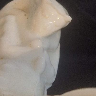 Fenton White Milk Glass Hobnail Cat Head Shoe Figurine