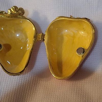 Enameled Strawberry Trinket Box & Rhinestone Pumpkin Earrings Set