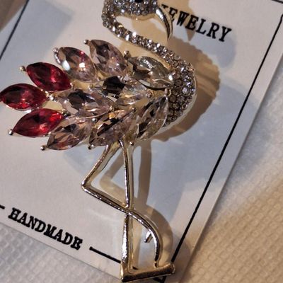 Rhinestone Flamingo Brooch