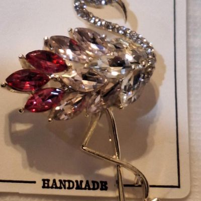 Rhinestone Flamingo Brooch