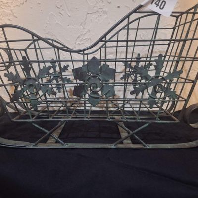 Vintage Metal Wire Christmas Sleigh Decoration with Snowflake Accents