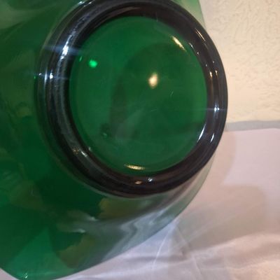 Vintage Forest Green Art Glass Ruffled Bowl