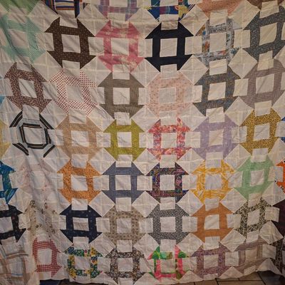 Vintage Hand-Pieced Patchwork Quilt Top
