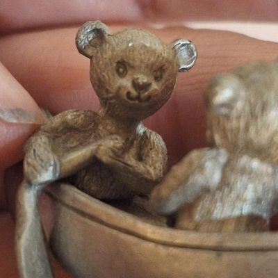 Spooniques Pewter Miniature Bears in Canoe Figurine