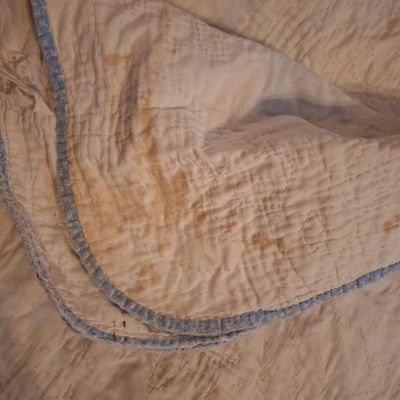 Vintage Sunbonnet Sue Embroidered Quilt- top edge has a lot of damage. see all photos.