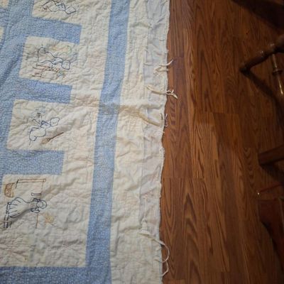Vintage Sunbonnet Sue Embroidered Quilt- top edge has a lot of damage. see all photos.