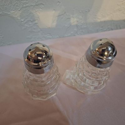 Vintage Clear Textured Glass Salt and Pepper Shakers