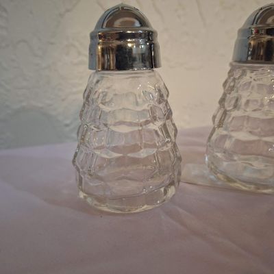 Vintage Clear Textured Glass Salt and Pepper Shakers