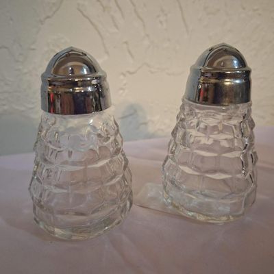 Vintage Clear Textured Glass Salt and Pepper Shakers