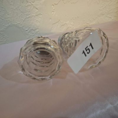 Vintage Clear Textured Glass Salt and Pepper Shakers