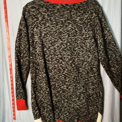 Sale Photo Thumbnail #22: United States Sweaters Holiday brand ugly Christmas sweater tunic with an elf body design featuring sequins, jingle bells, and 3D applique details. New with tags from Kohl's (MSRP $50.00). 

- Brand: United States Sweaters Holiday
- Size: XL
- Color: Blac