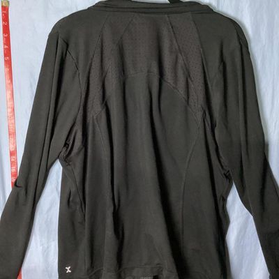 Sale Photo Thumbnail #46: Xersion brand women's black full-zip activewear jacket in size 0X. Features Quick-Dri moisture-wicking fabric, ventilated perforated panels across the upper chest and back, and front zipper pockets. Made of 88% polyester and 12% spandex. Appears lightly u