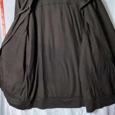 Sale Photo Thumbnail #108: Xersion brand women's black full-zip hooded jacket/sweatshirt, size XL (semi fit). Features front pockets, drawstring hood, and ribbed trim. Lightly used condition with minimal wear. Approx. 28-29 inches in length.