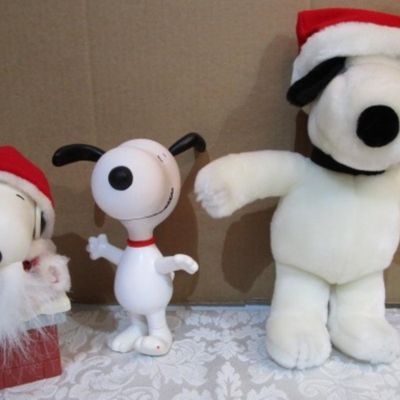 Sale Photo Thumbnail #222: Plastic one is 7-1/4" tall, plush with Santa hat ix 12-1/2", See pictures