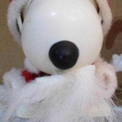 Sale Photo Thumbnail #223: Plastic one is 7-1/4" tall, plush with Santa hat ix 12-1/2", See pictures