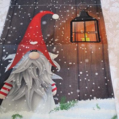 Sale Photo Thumbnail #343: Snowman door hanger, jingle bells, small shadow box with mini toys & books, decorative snowman box, 12" x 18" gnome Christmas flag, See pictures